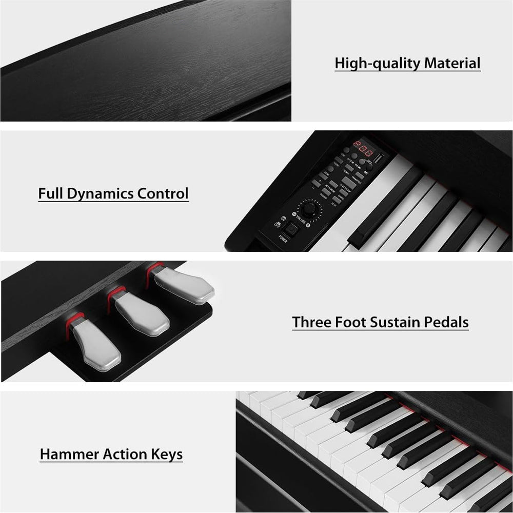 Weighted Hammer Action Keyboard Piano with 3 Pedals