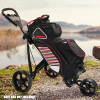 Thumbnail for Golf Club Buggy Trolley Cart Compact Foldable 3 Wheel