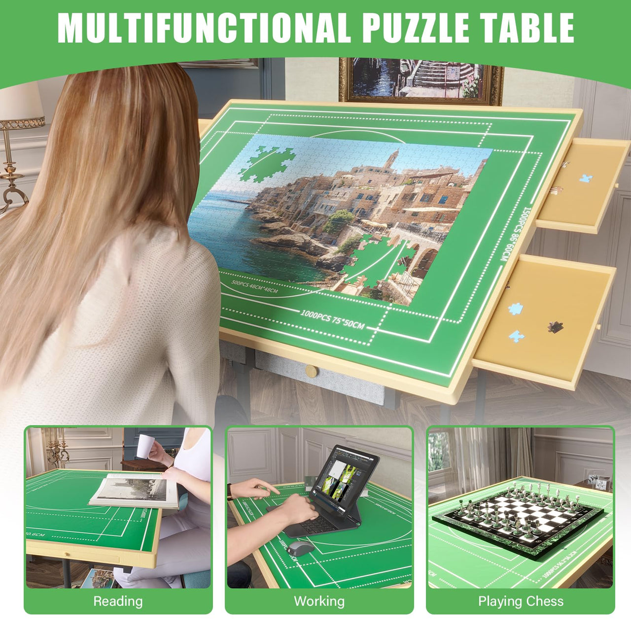 Jigsaw Puzzle Table Height Adjustable