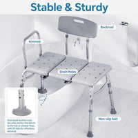 Thumbnail for Adjustable Shower Chair Bath Tub Transfer Bench for Elderly Disabled