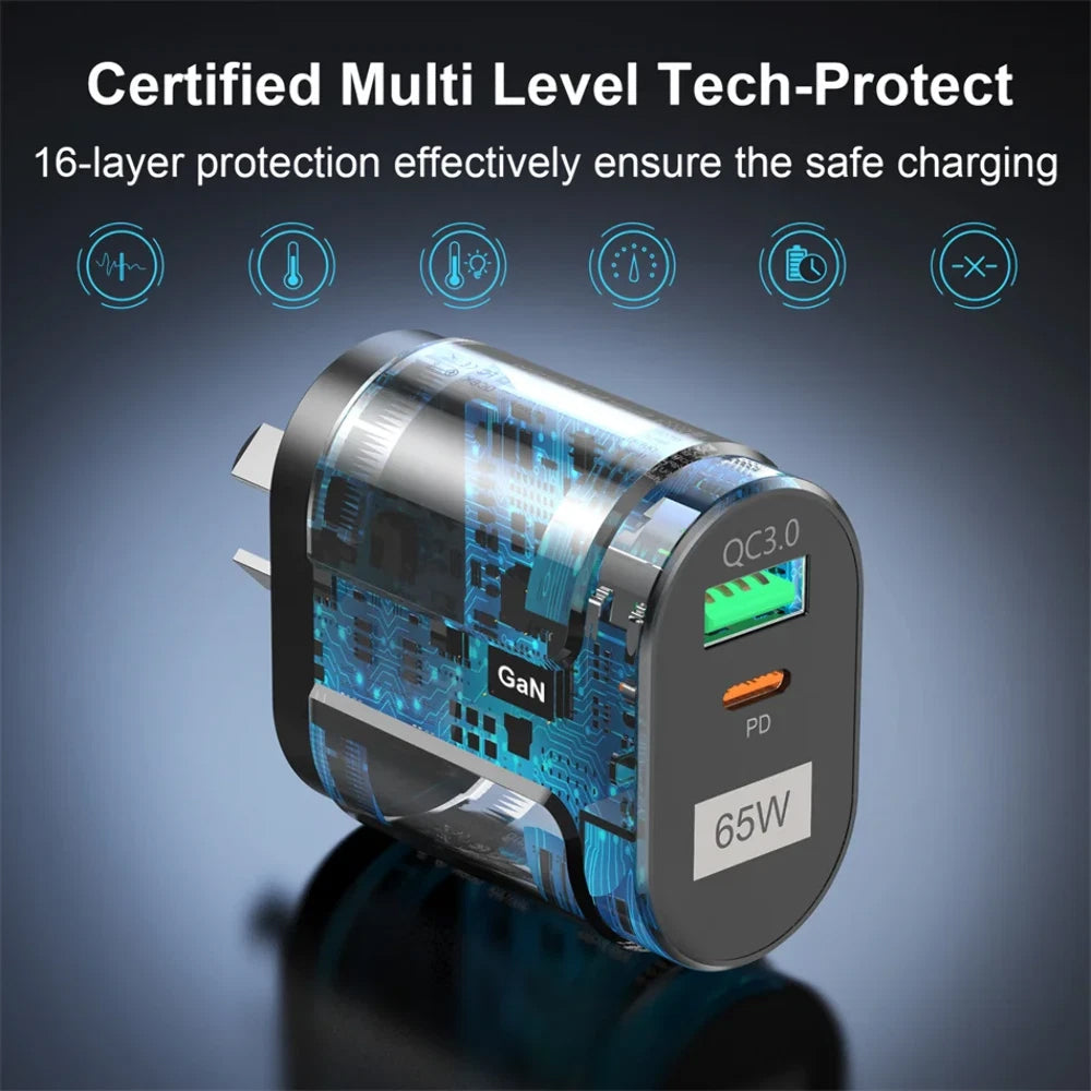 65W GaN USB-C Wall Charger