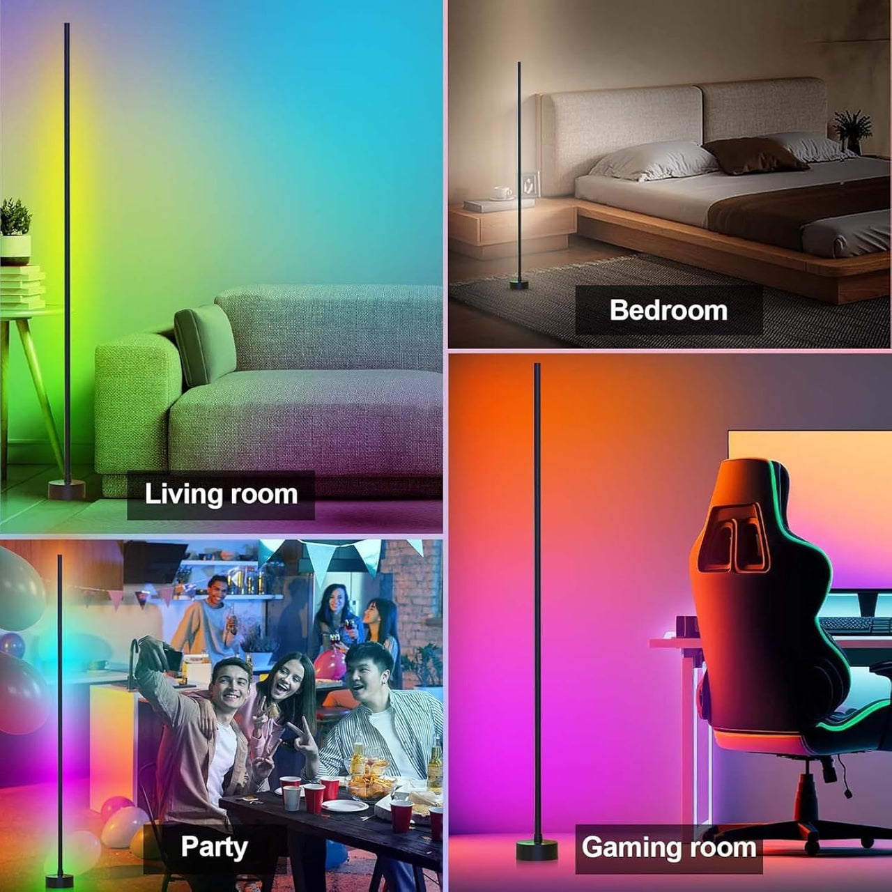 Corner LED RGB Floor Lamp With Music Sync App & Remote Control