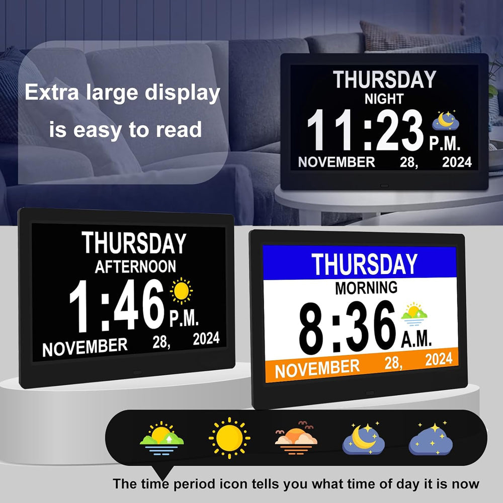 10" Dementia Calendar Clock Digital Alarm Clock