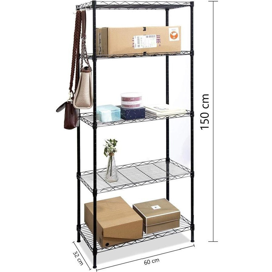 5-Tier Metal Storage Shelving Display Rack