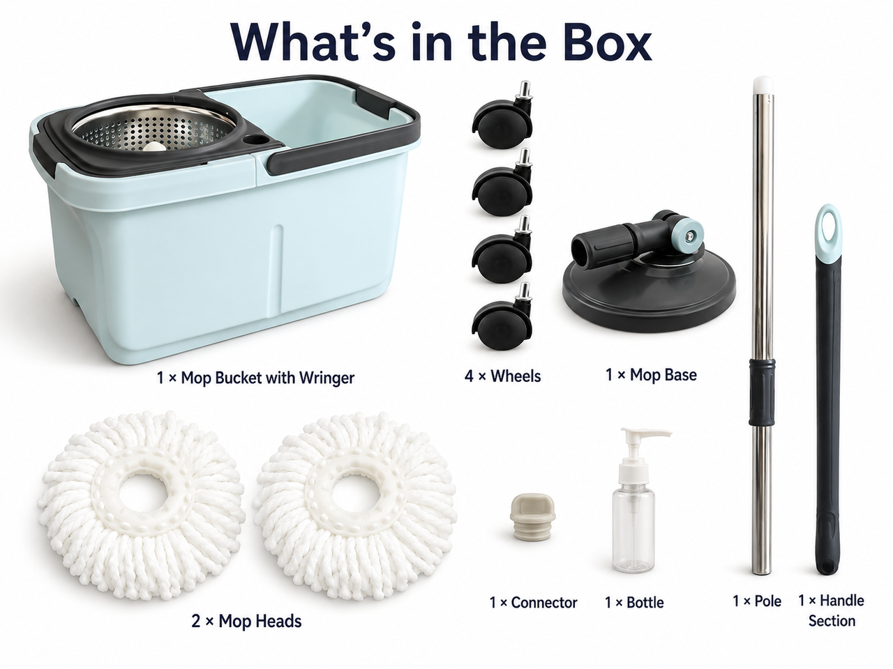 360 Spin Mop + Bucket Set  Rotate Spinning Microfiber Mop