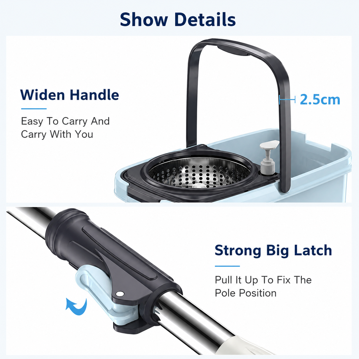 360 Spin Mop + Bucket Set  Rotate Spinning Microfiber Mop