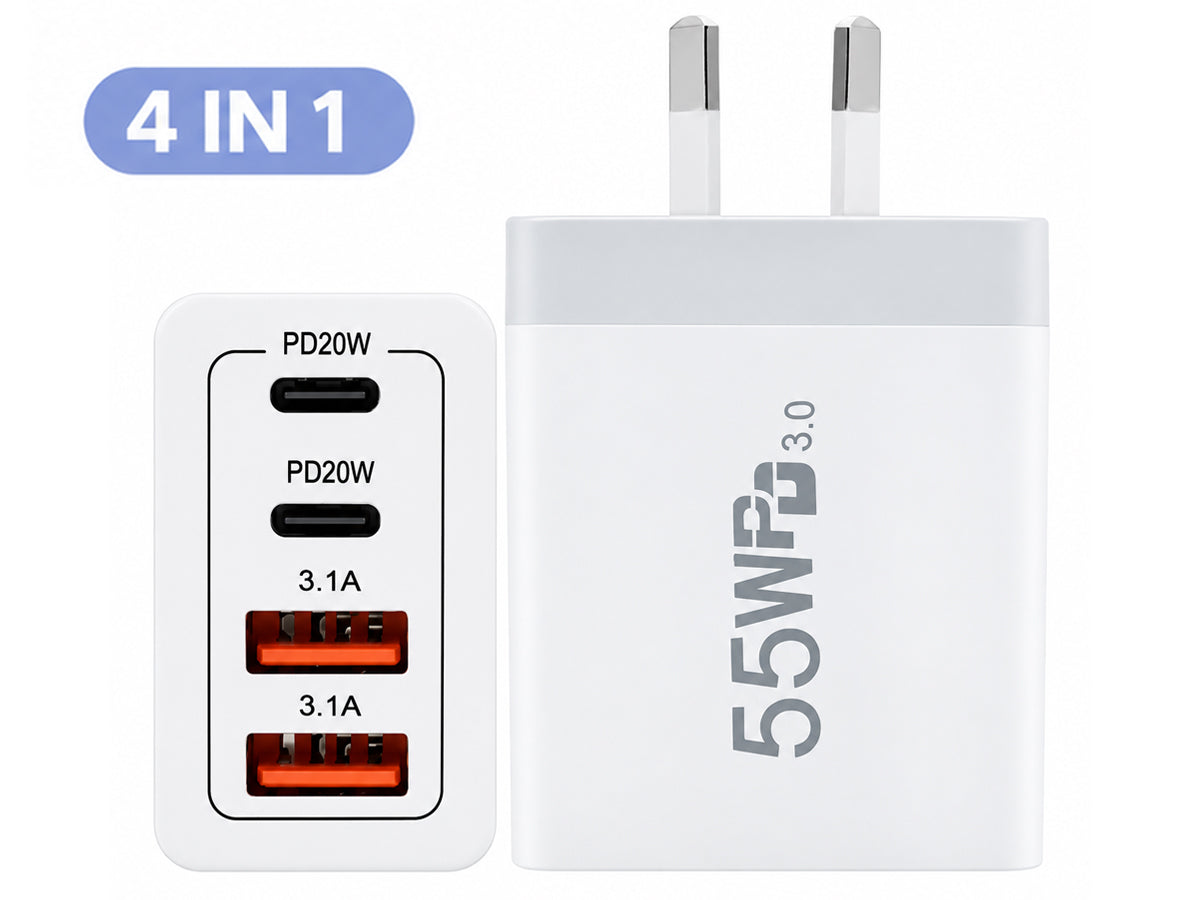 55W DUAL USB C PD Fast Charging Wall  Adapter