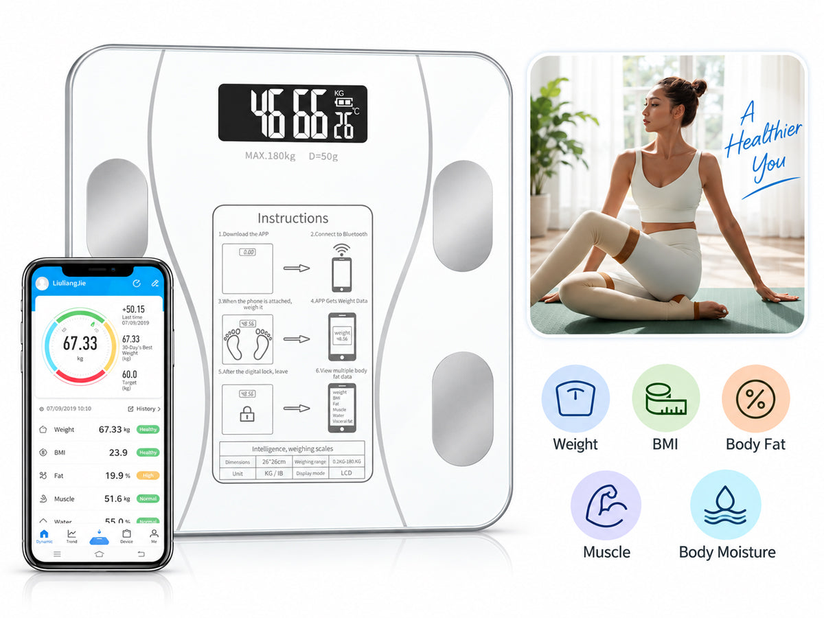 Digital Bathroom Scale Body Weight Scale White