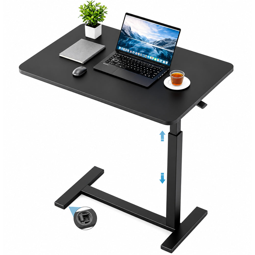 Overbed Bedside Table Black