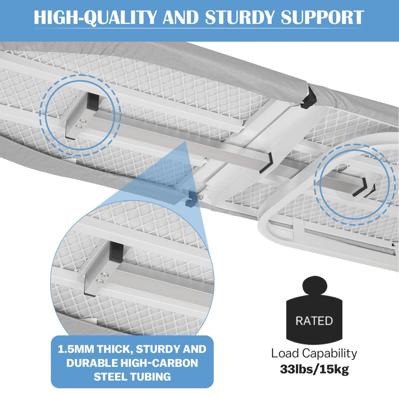 Wall Mounted Ironing Board with Height Adjustment Foldable
