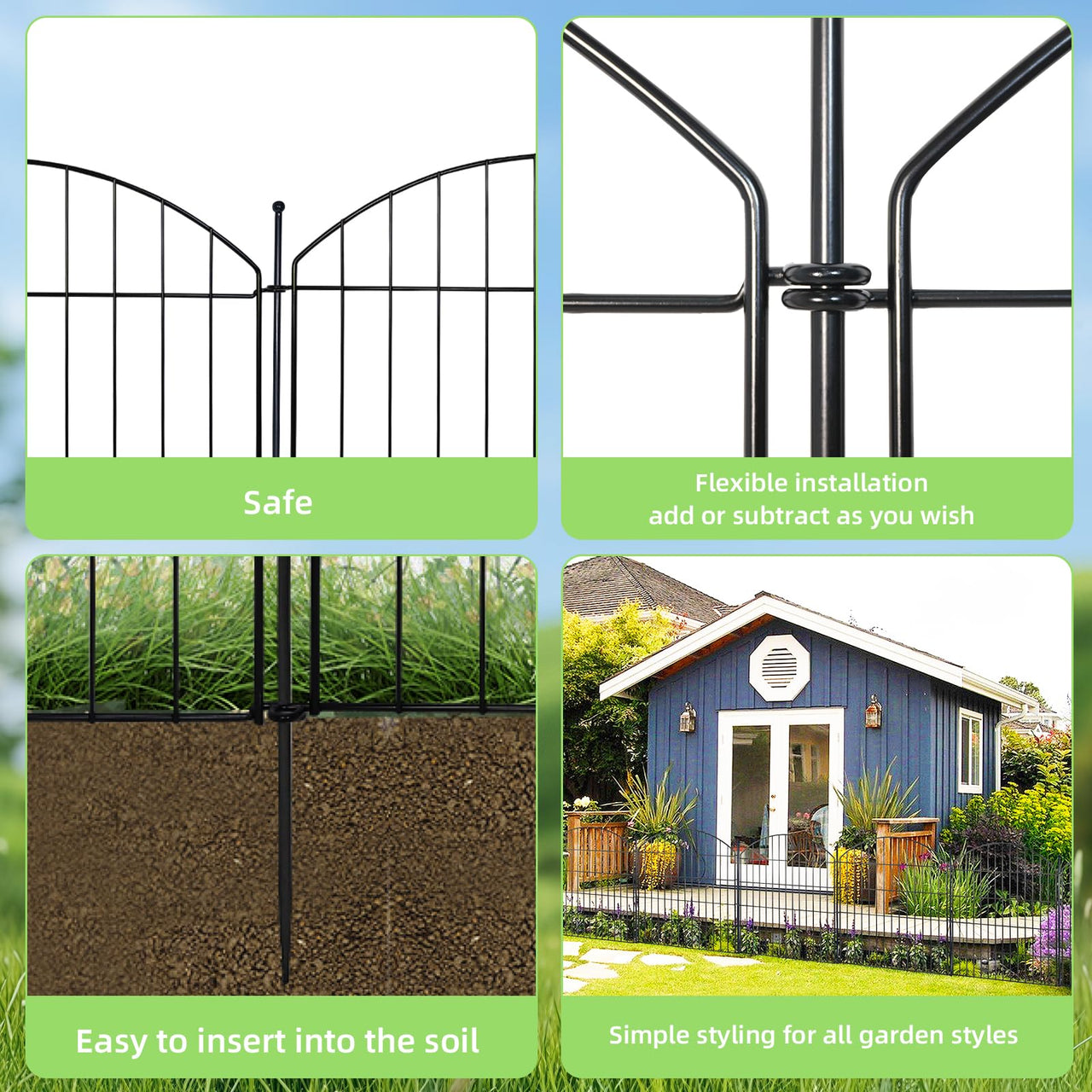 10 Pack Metal Garden Barrier Fence - 80cm Animal Fence Panels