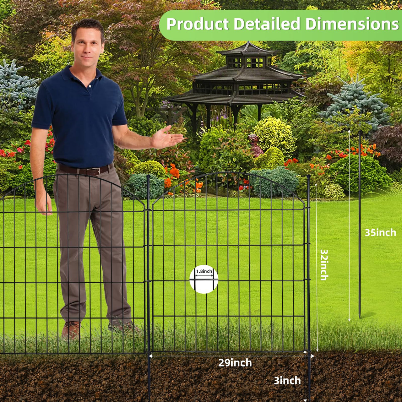 10 Pack Metal Garden Barrier Fence - 80cm Animal Fence Panels