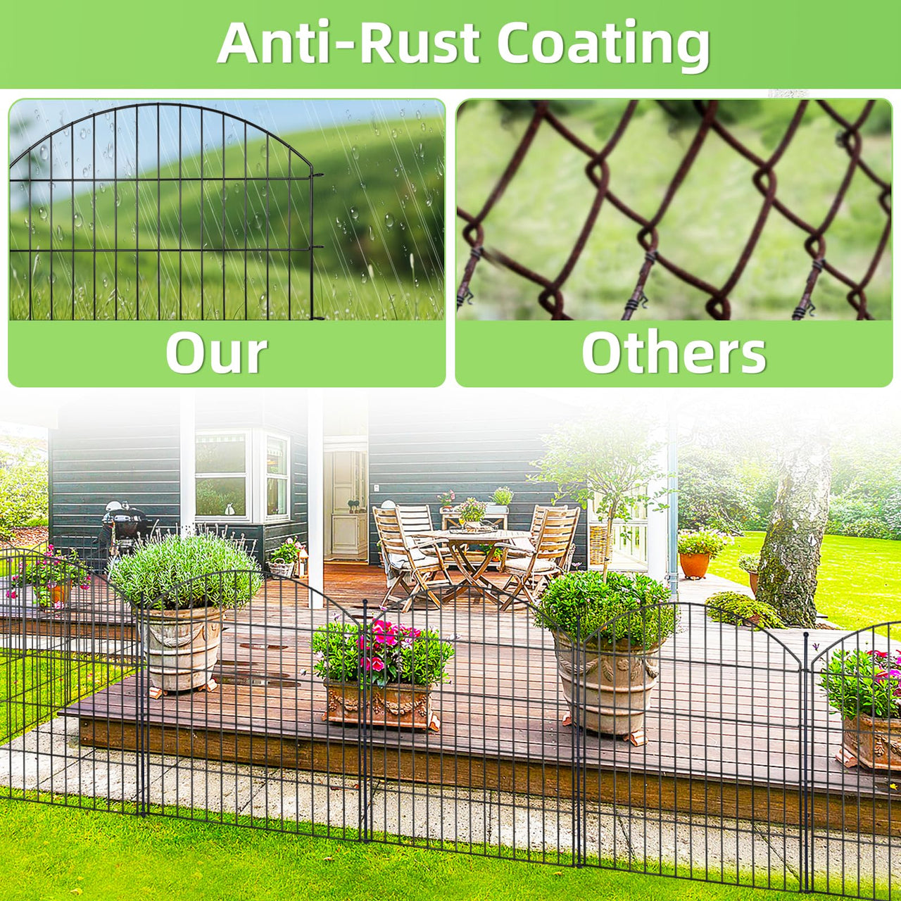 10 Pack Metal Garden Barrier Fence - 80cm Animal Fence Panels