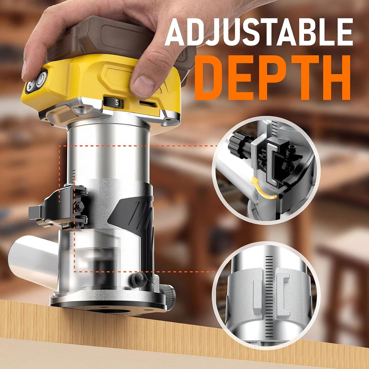 Cordless Power Router Compatible with Dewalt