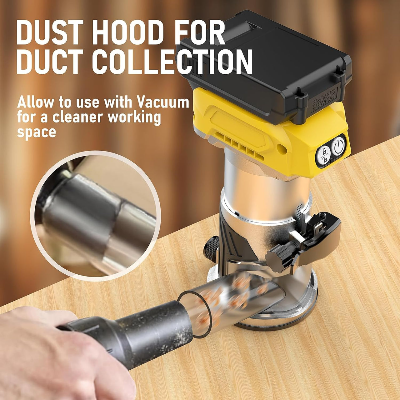 Cordless Power Router Compatible with Dewalt
