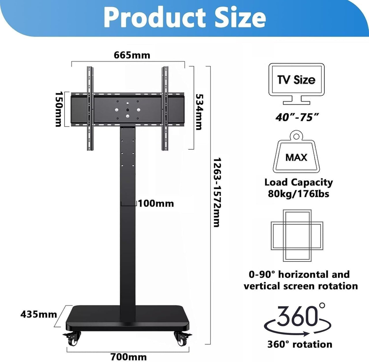 Height Adjustable TV Standfor 42-80inch
