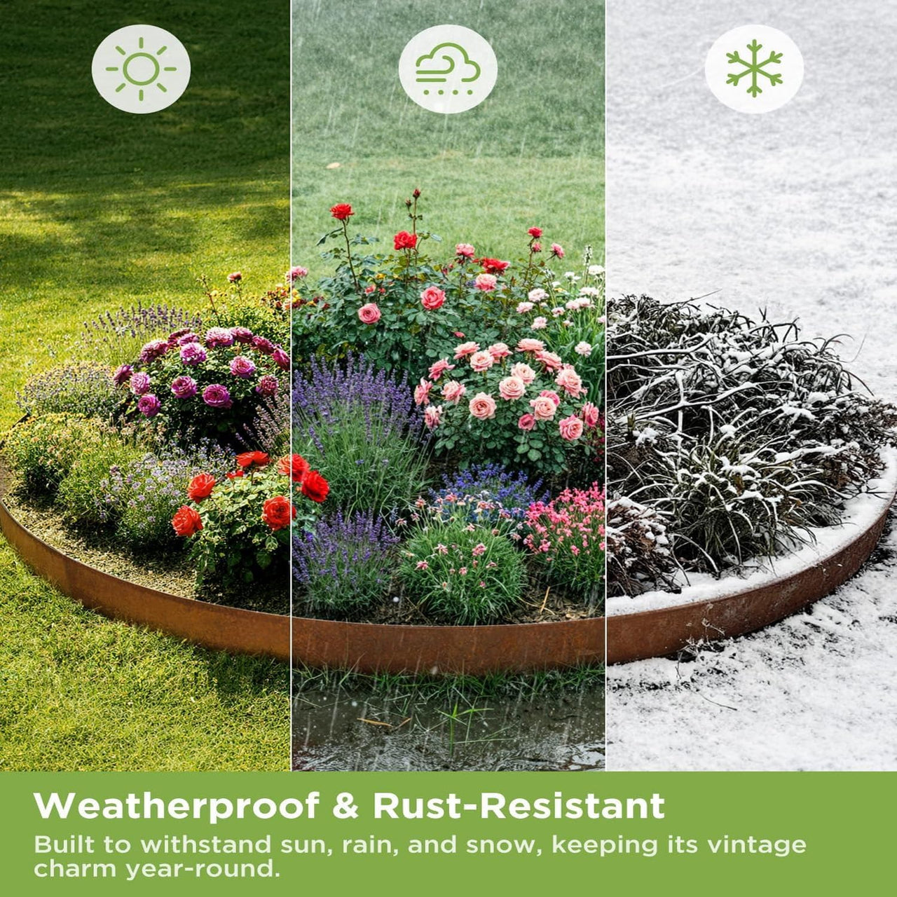 Garden Edging Flexible Rusty Metal Landscape Border - 10m