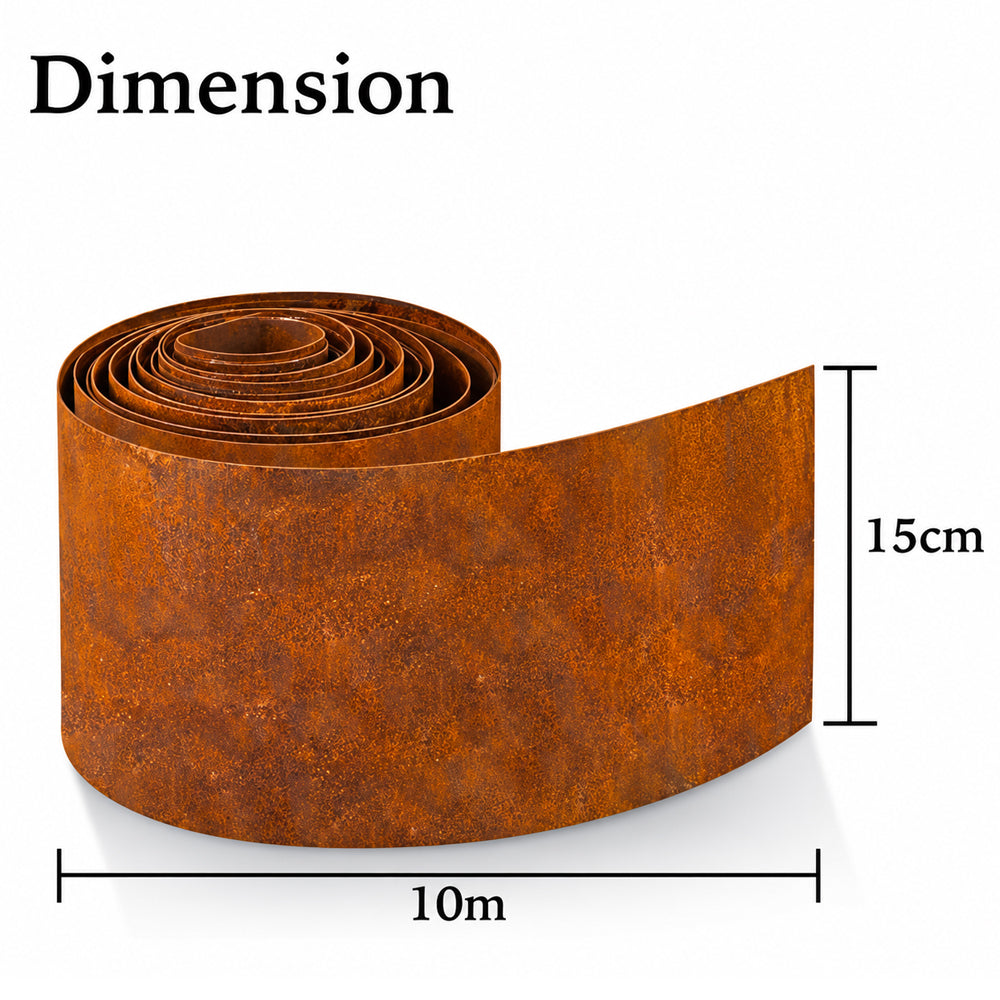 Garden Edging Flexible Rusty Metal Landscape Border - 10m