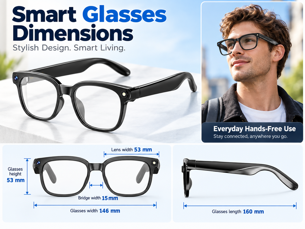 AI Smart Glasses with 8MP Camera, Real-Time Translation & Bluetooth Calling