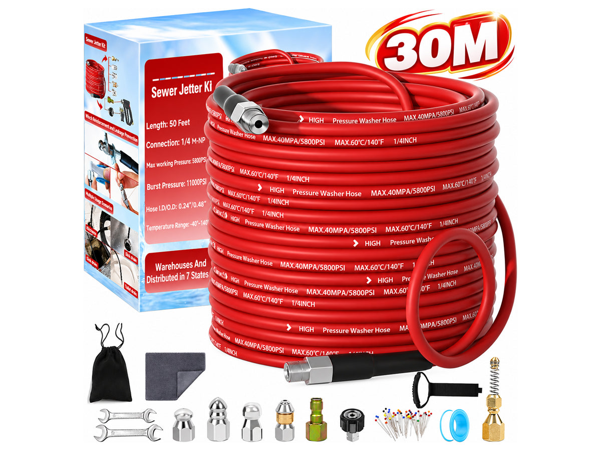 Sewer Jetter Kit for Pressure Washer 30M