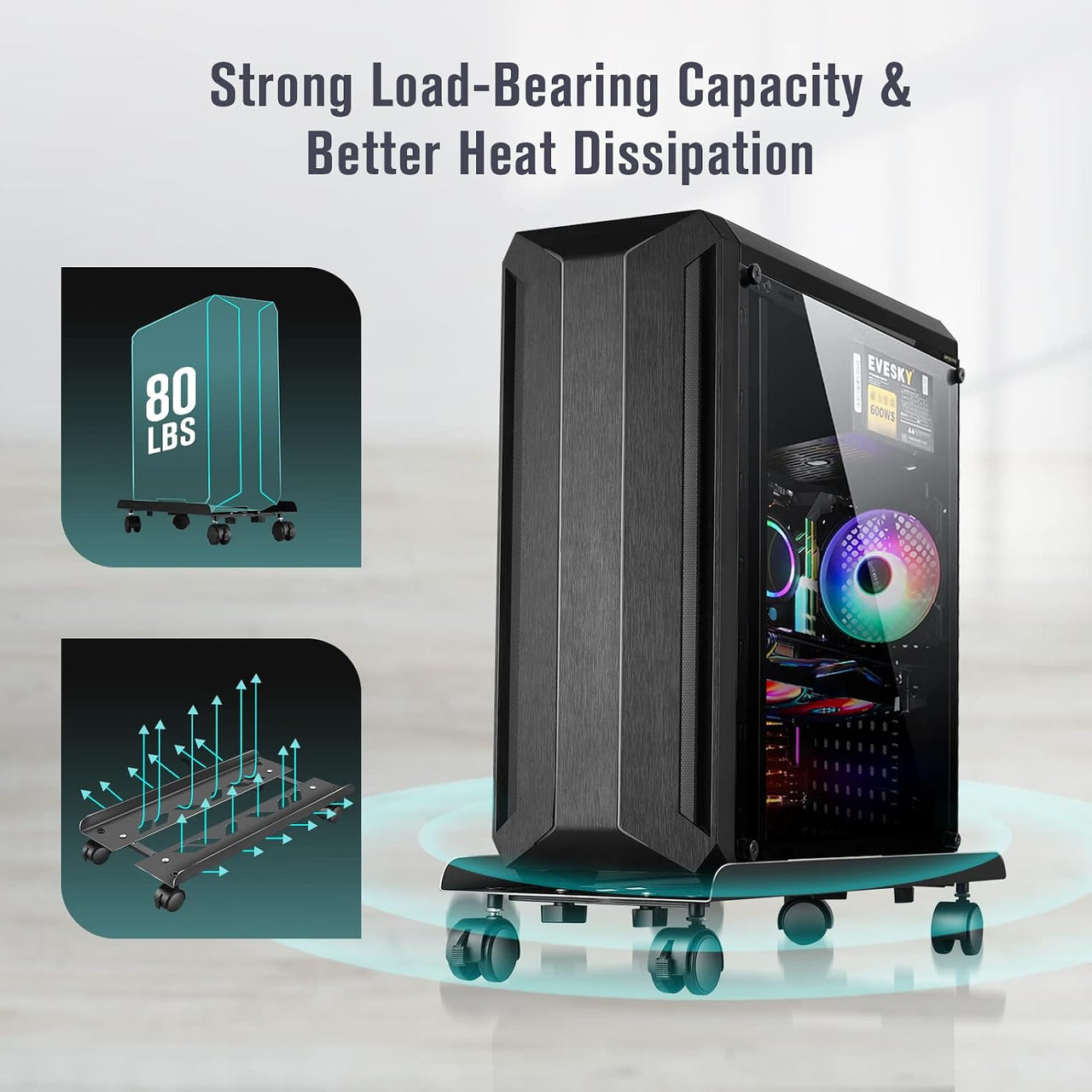 Adjustable Heavy-Duty PC Tower Stand