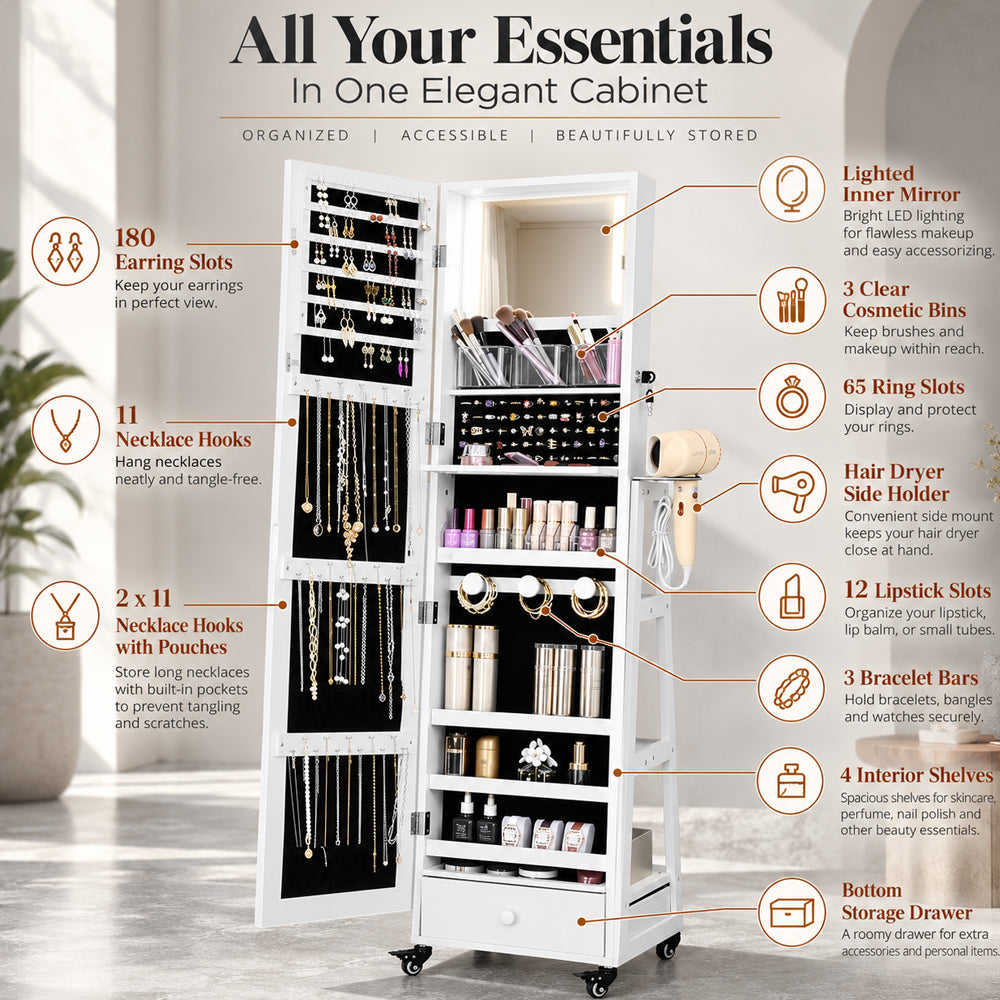 Jewellery Cabinet Armoire Storage Shelf