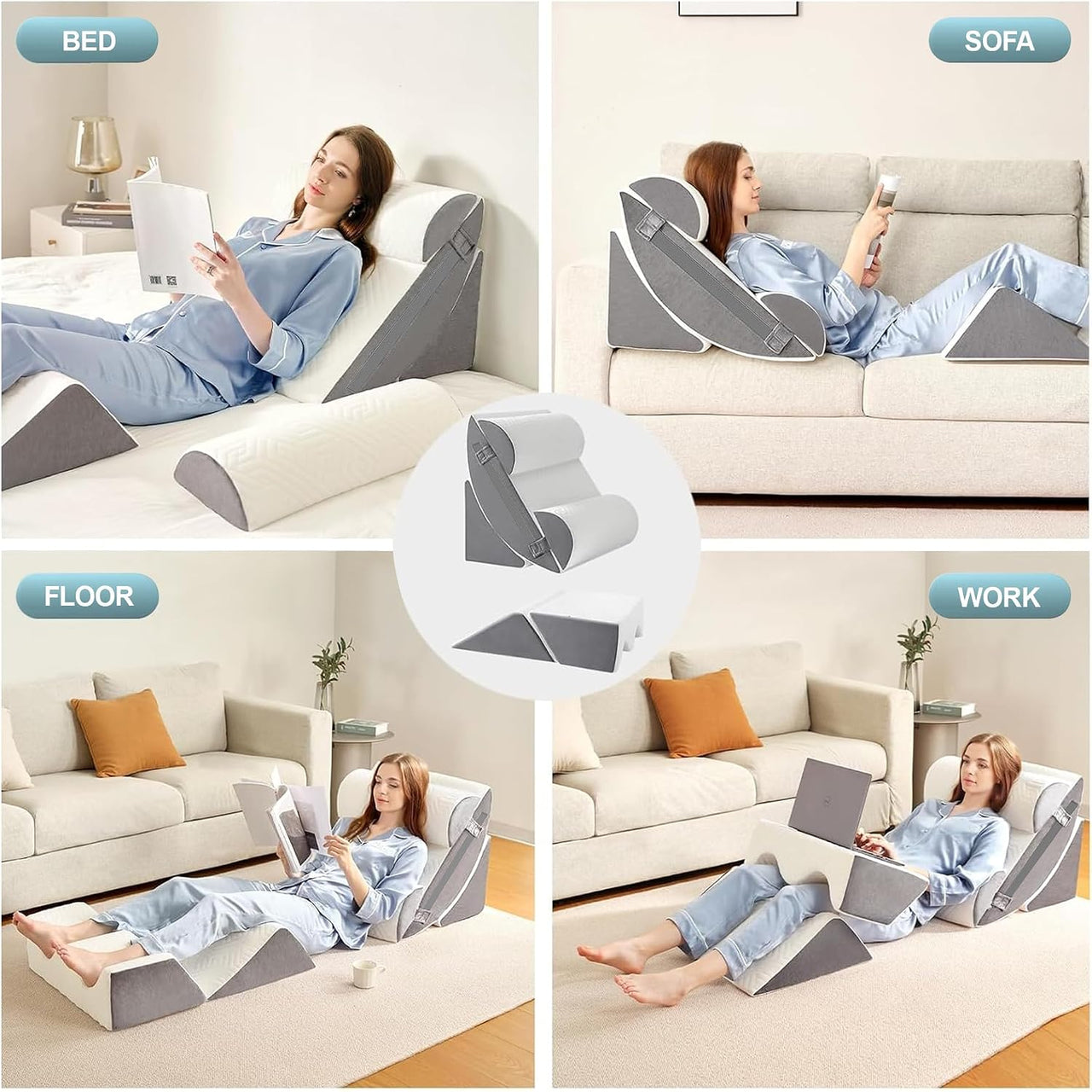 Wedge Pillow Memory Foam Set 6 Piece