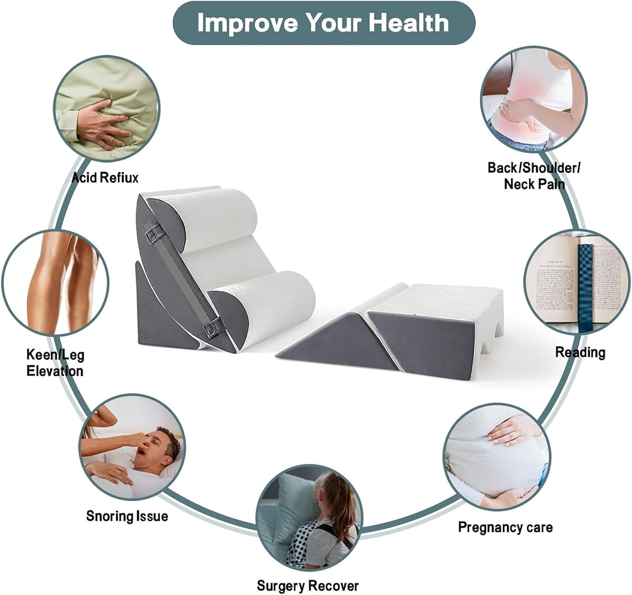 Wedge Pillow Memory Foam Set 6 Piece