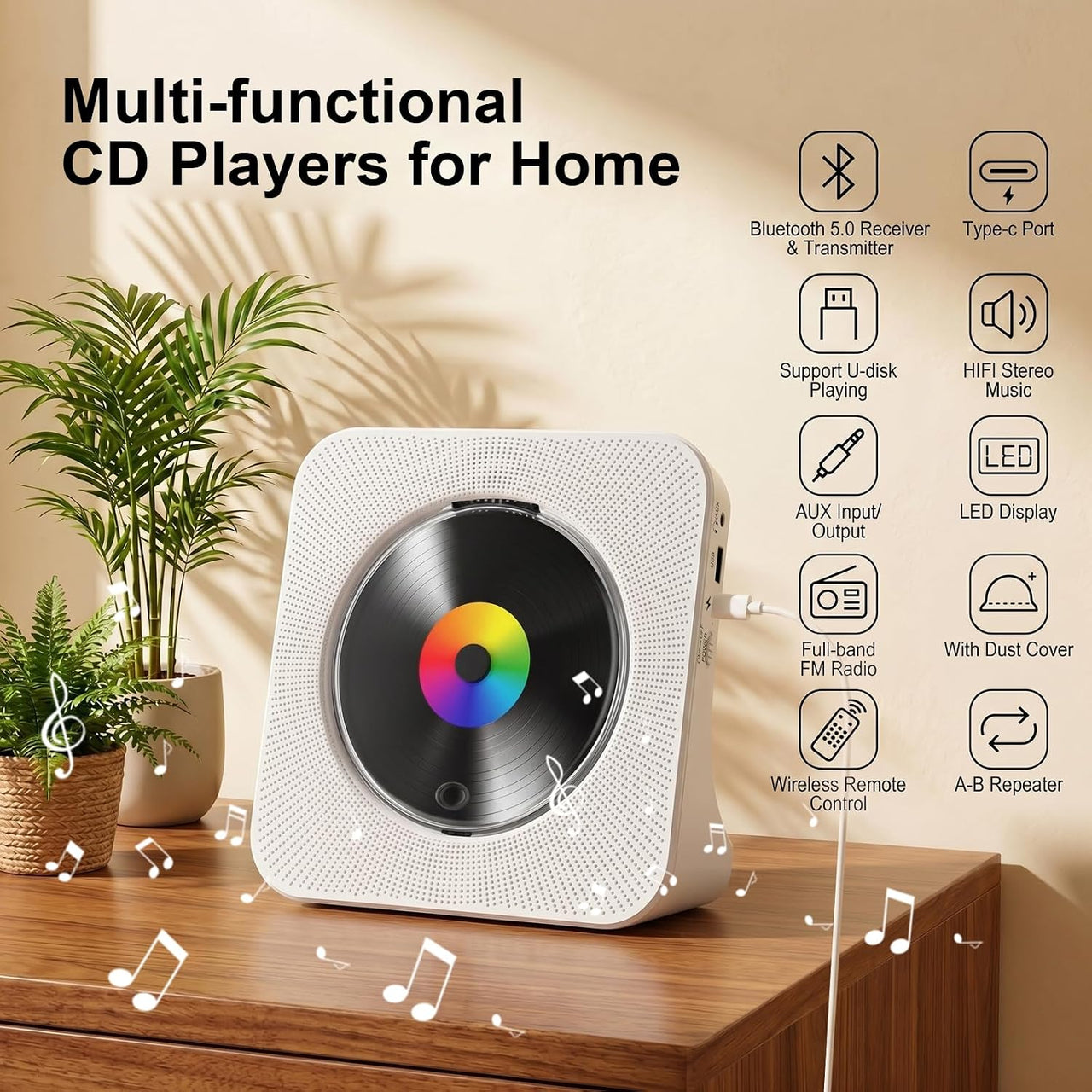 Rechargeable CD Player Bluetooth