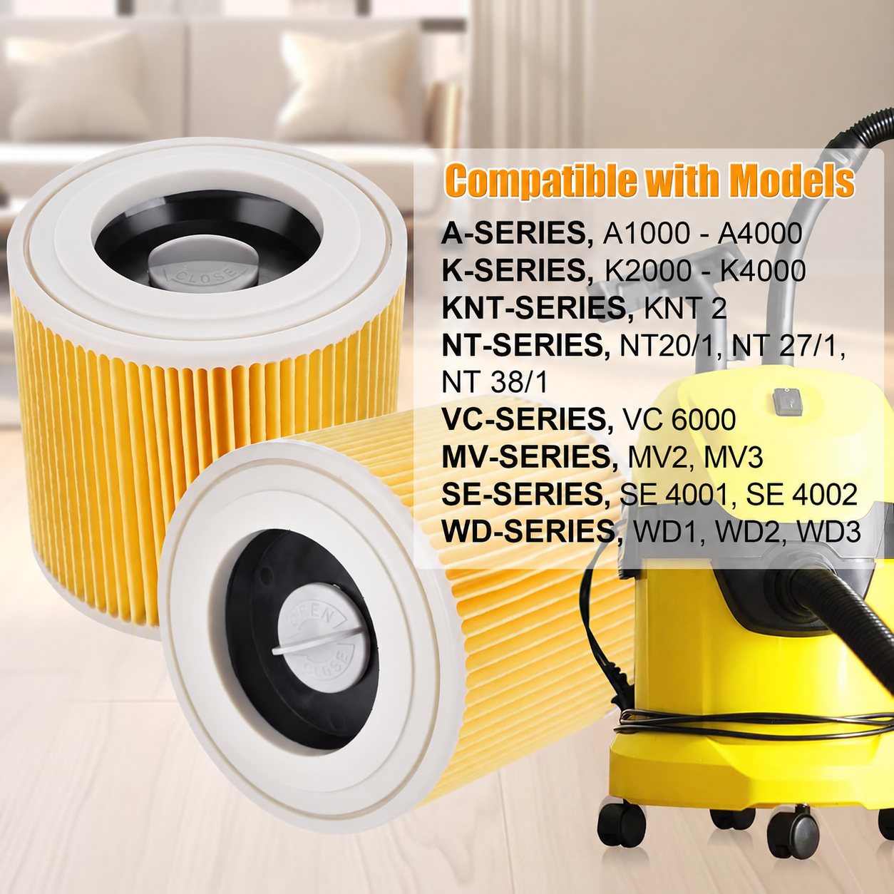 Cartridge Filter fits Karcher WD WD2 WD3 Series Wet & Dry Vac Vacuum Cleaner