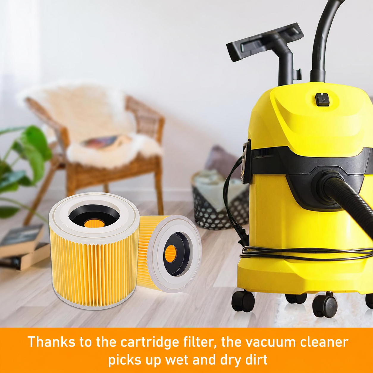 Cartridge Filter fits Karcher WD WD2 WD3 Series Wet & Dry Vac Vacuum Cleaner