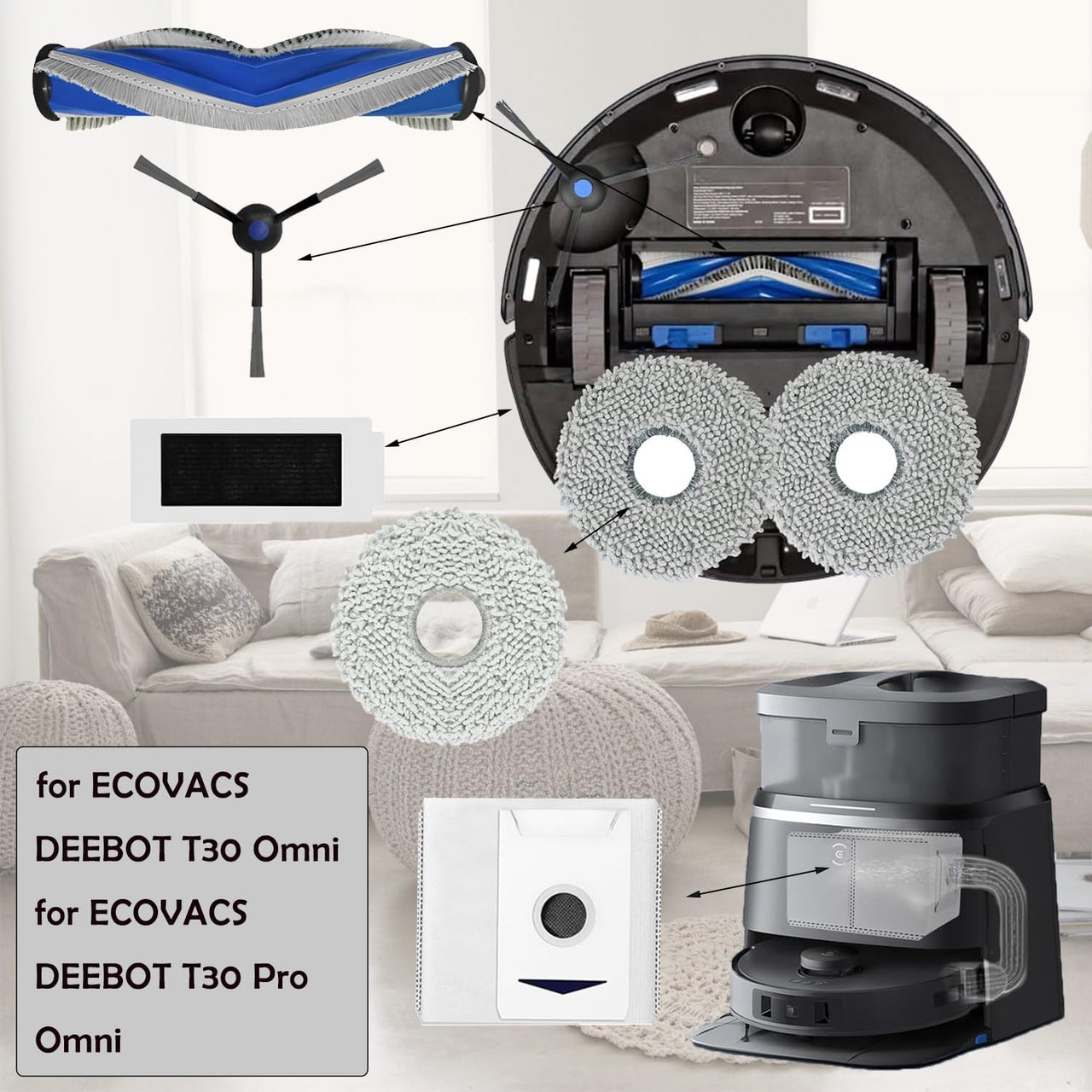 20Pcs Accessories Kit for Ecovacs