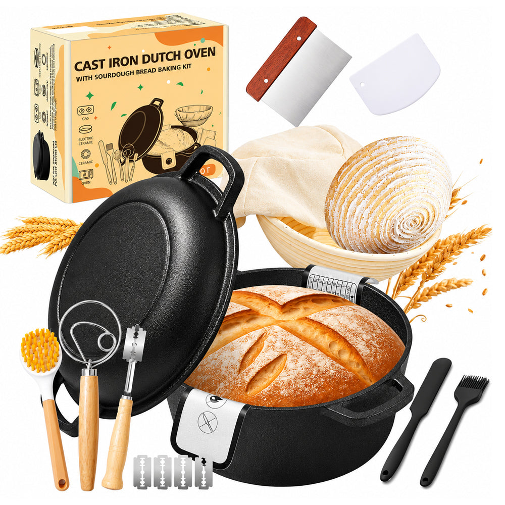 Cast Iron Dutch Oven Set With Sourdough Bread Baking Supplies Kit