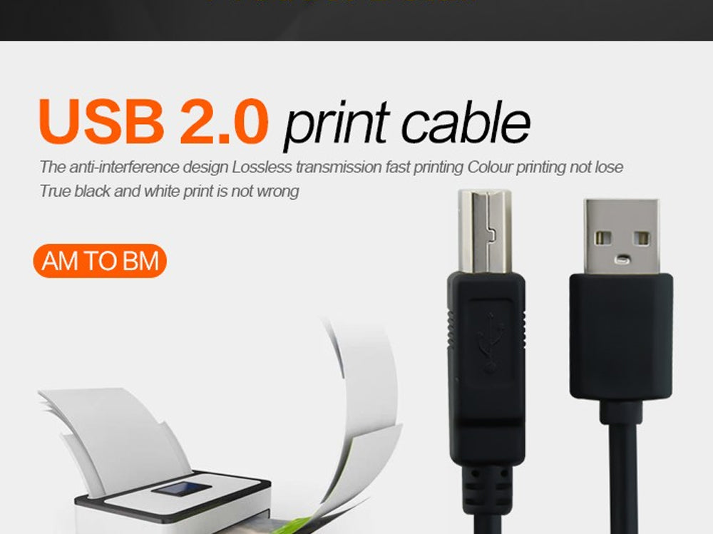 Printer Cable Usb 2.0 Printer Cable - A-Male To B-Male Cord