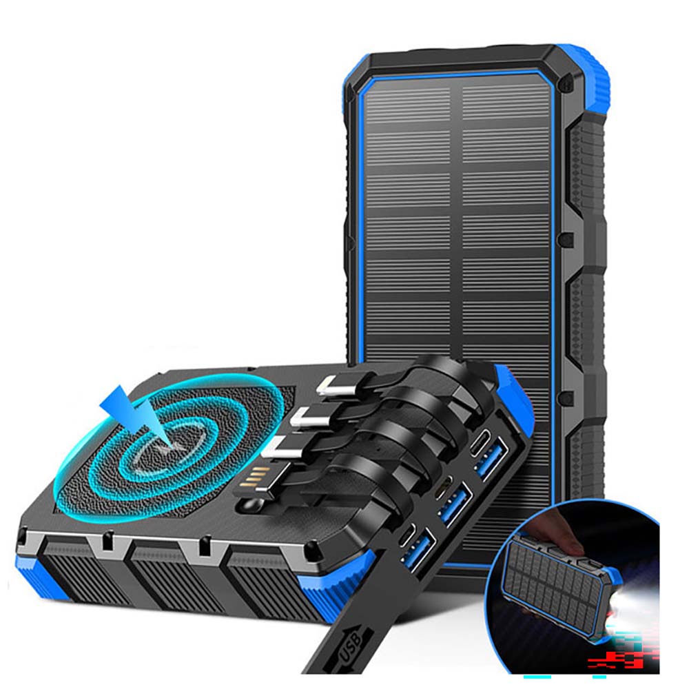 Wireless solar power bank with high-efficiency solar panel