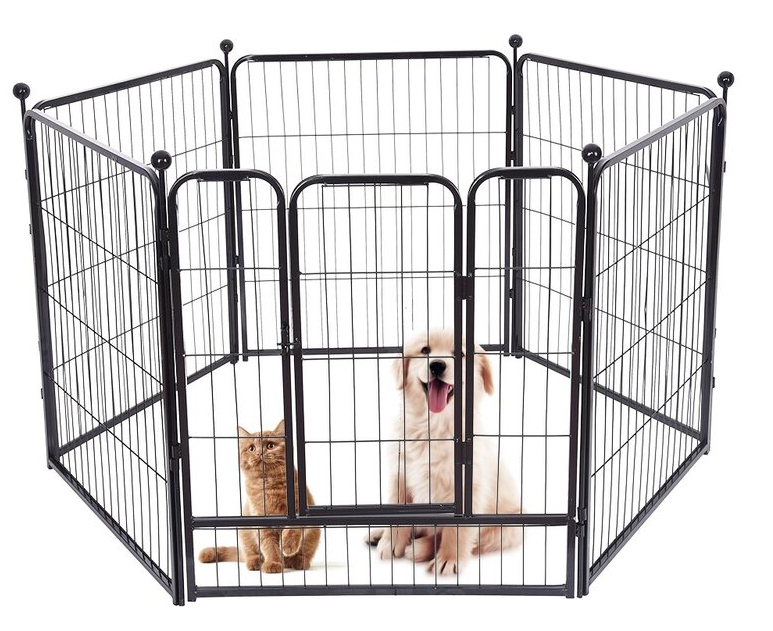 Folded dog playpen compact for transport