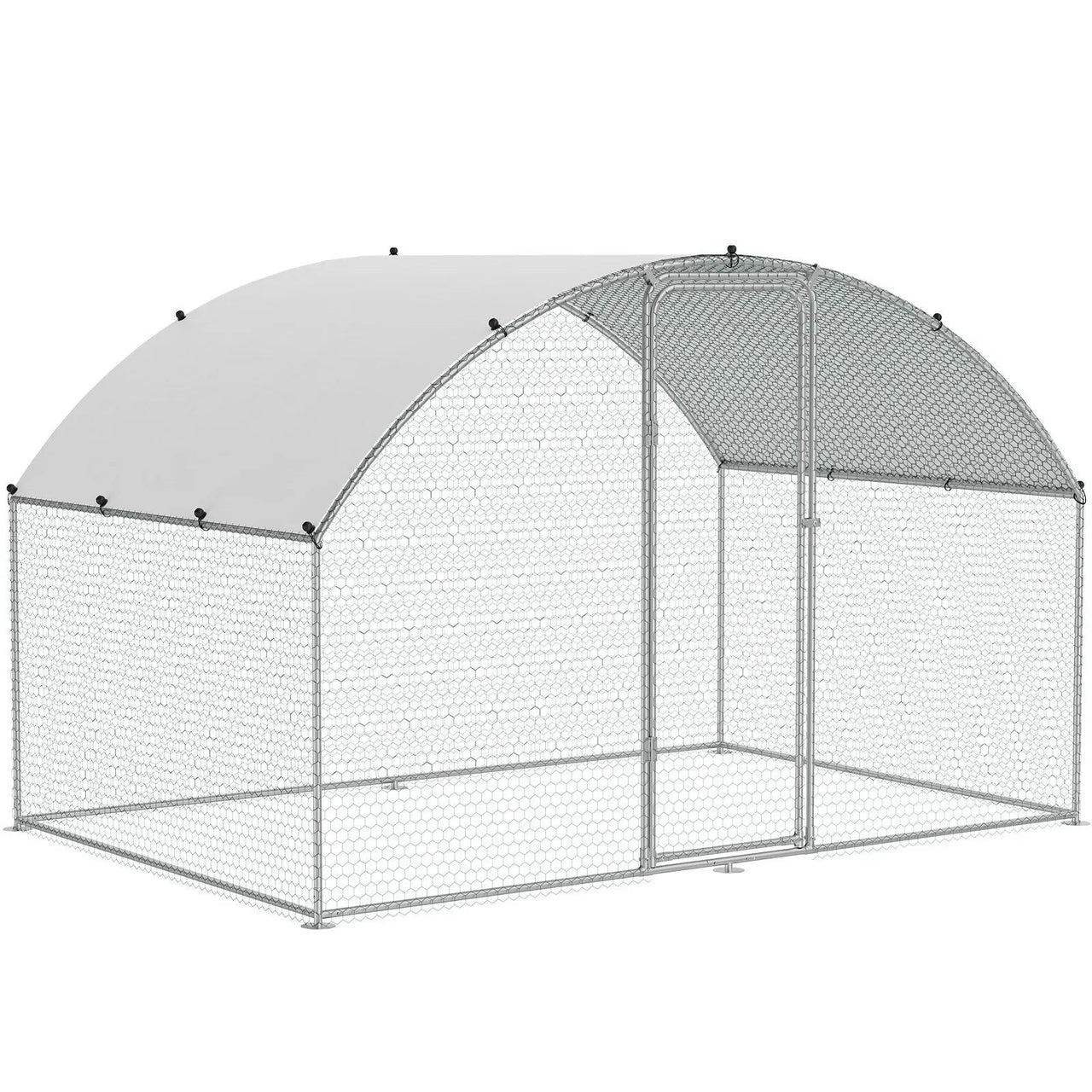 Outdoor chicken coop in garden setting