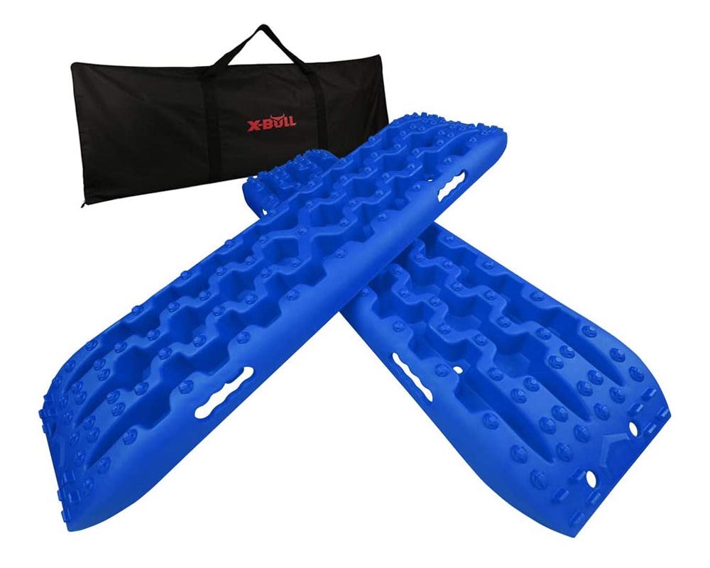 Close-up of blue traction board grip surface