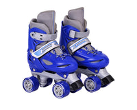 Thumbnail for Pair of blue quad roller skates in box