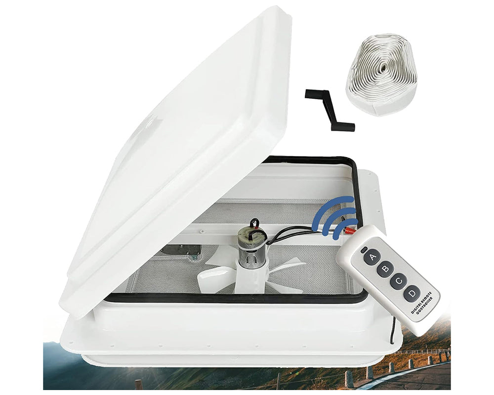 Caravan roof vent showing mounting flange