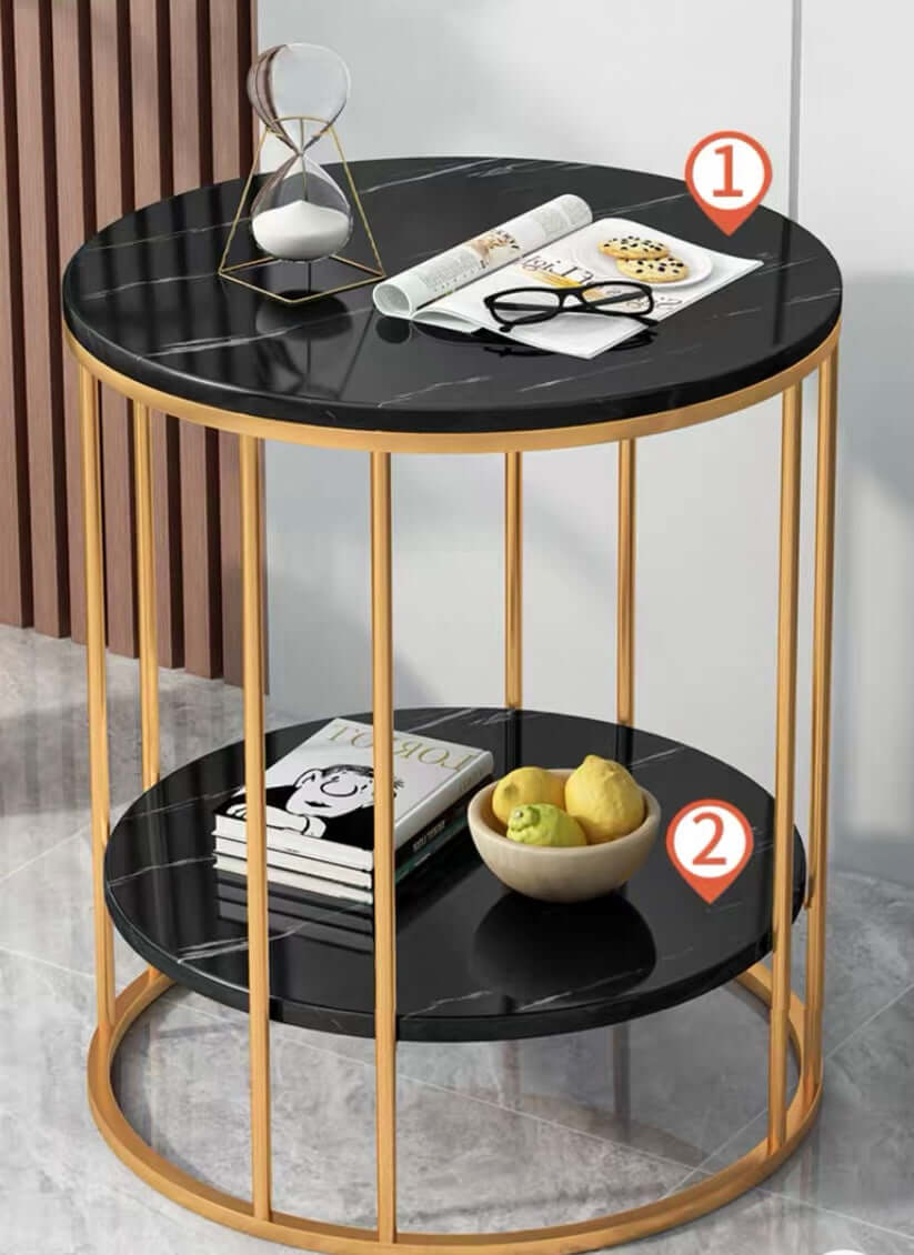 Coffee table with rounded edges and thick plate