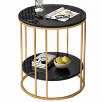 Thumbnail for Coffee table with black marble wooden top and steel frame