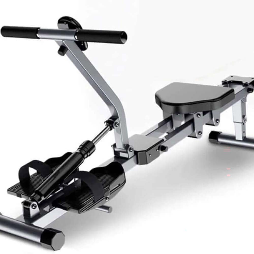 Rowing machine showing hydraulic cylinder resistance