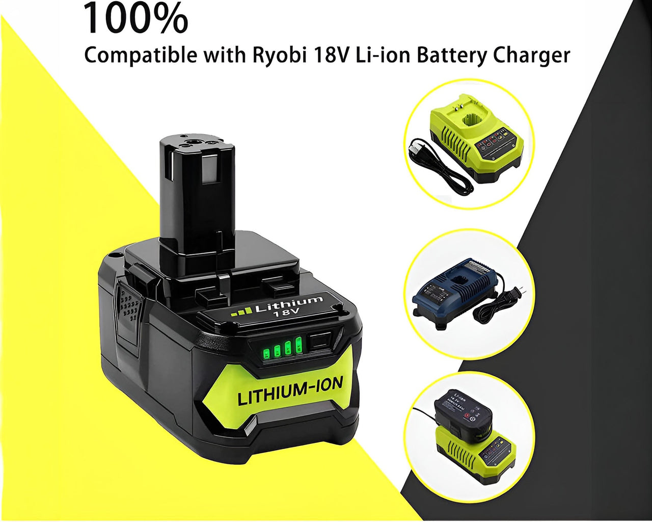Ryobi Replacement Battery for Ryobi  P104 P105 P107 P108