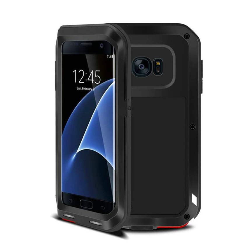 Samsung S6 Case, Metallic Black Shockproof Slim Metal Armor Case