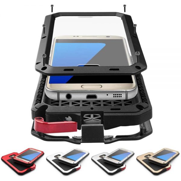 Samsung S6 Case, Metallic Black Shockproof Slim Metal Armor Case