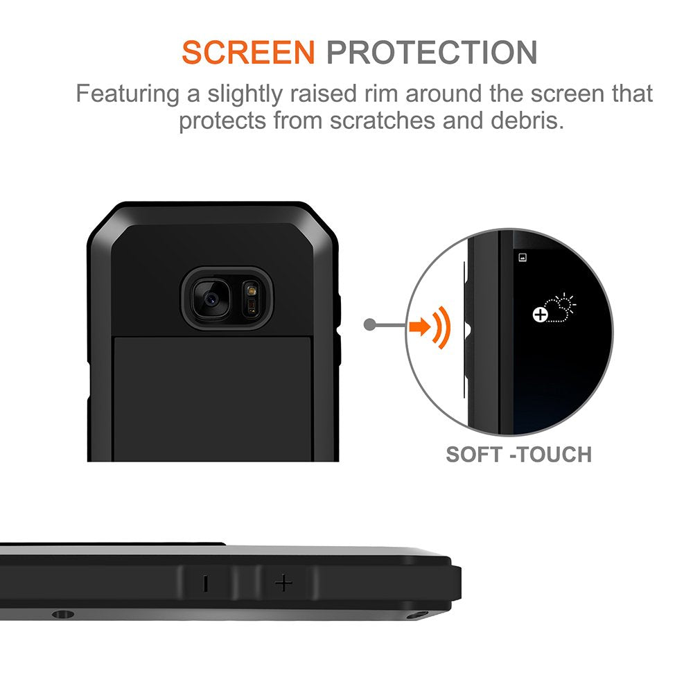 Samsung S6 Case, Metallic Black Shockproof Slim Metal Armor Case