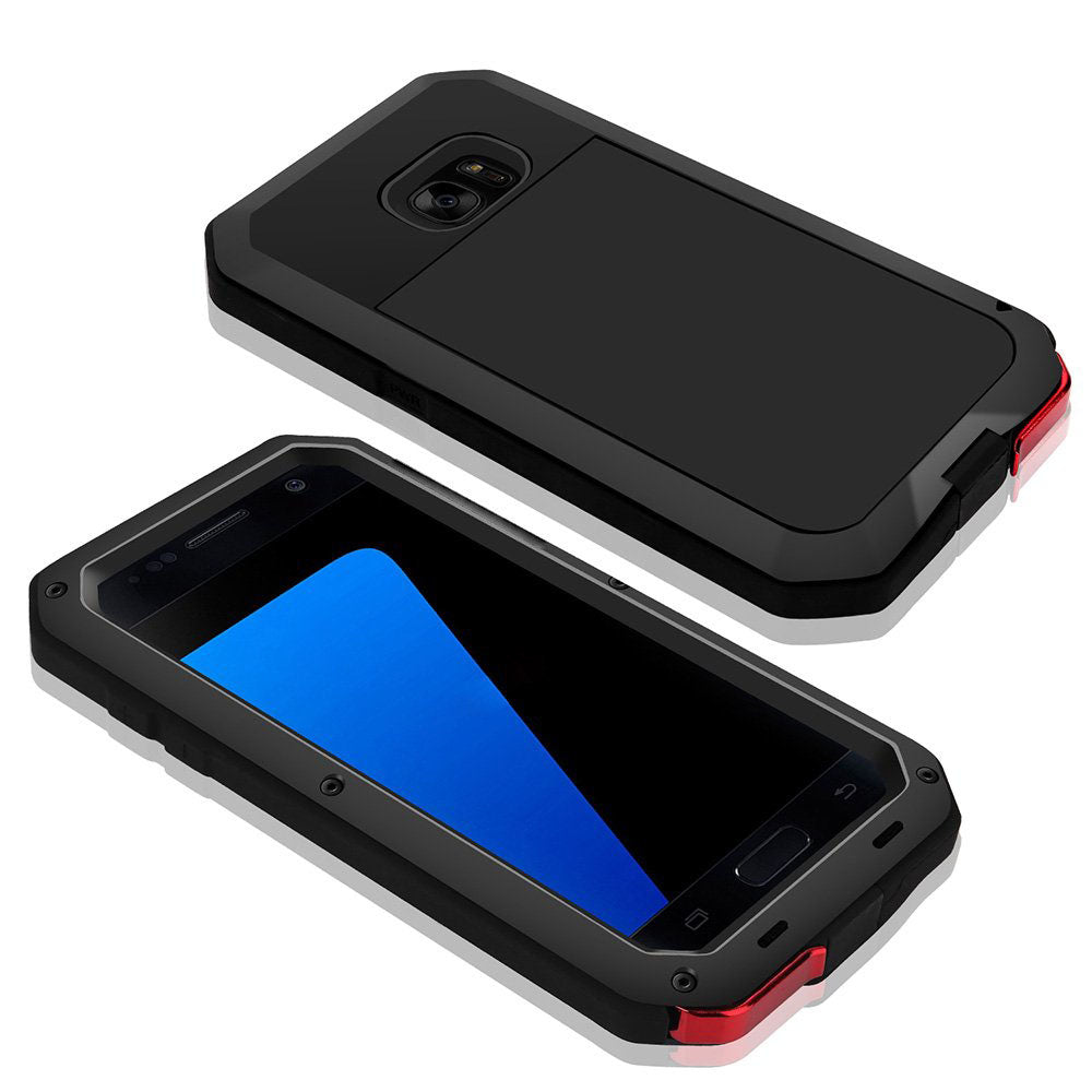 Samsung S6 Case, Metallic Black Shockproof Slim Metal Armor Case