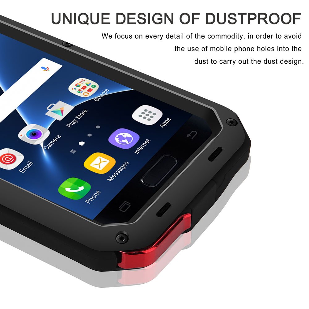 Samsung S6 Case, Metallic Black Shockproof Slim Metal Armor Case