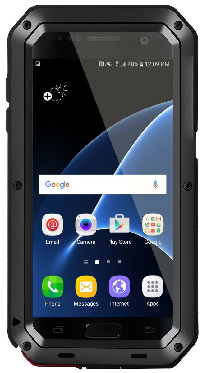 Samsung S6 Case, Metallic Black Shockproof Slim Metal Armor Case